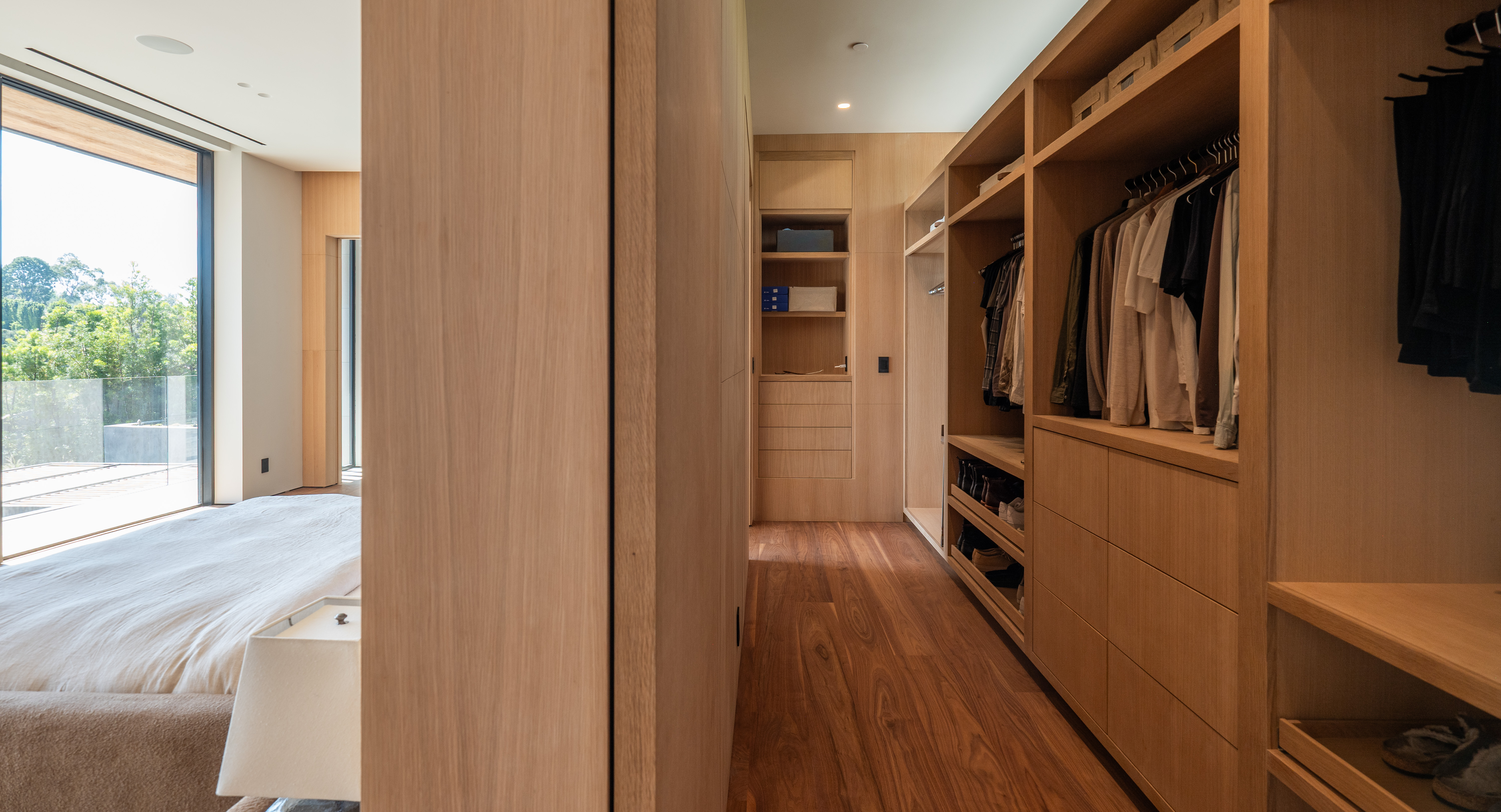 Primary suite — rift white oak closet