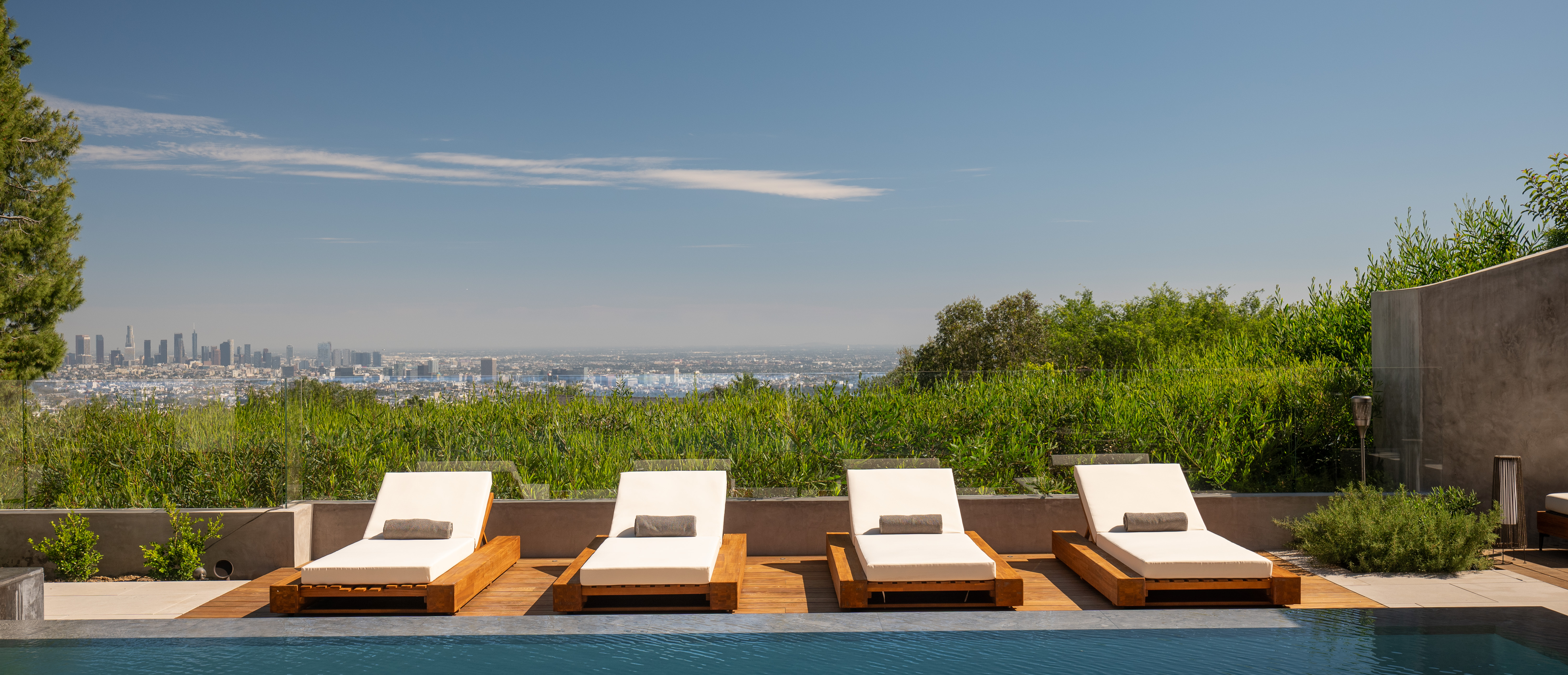 Pool terrace — Los Angeles skyline view